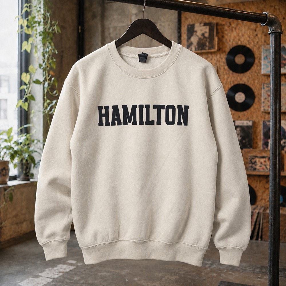 Hamilton Broadway Musical Crewneck Sweatshirt Tan Cream Size S